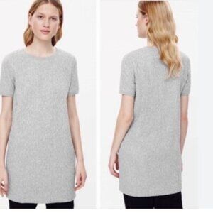 COS Cotton Blend Knit Shift Dress Pullover Short Sleeve Crew Neck Gray - size sm
